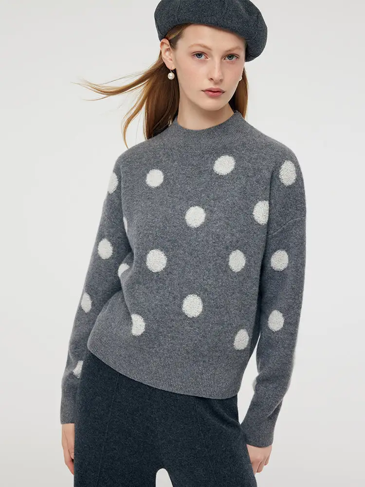 Wool Blend Polka Dots Women Sweater