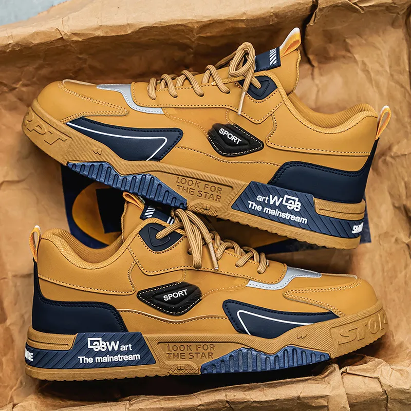 Men's Color-Block PVC Sneakers Fall New Breathable Casual Shoes Lightweight Versatile Comfortable Retro Agam Shoes