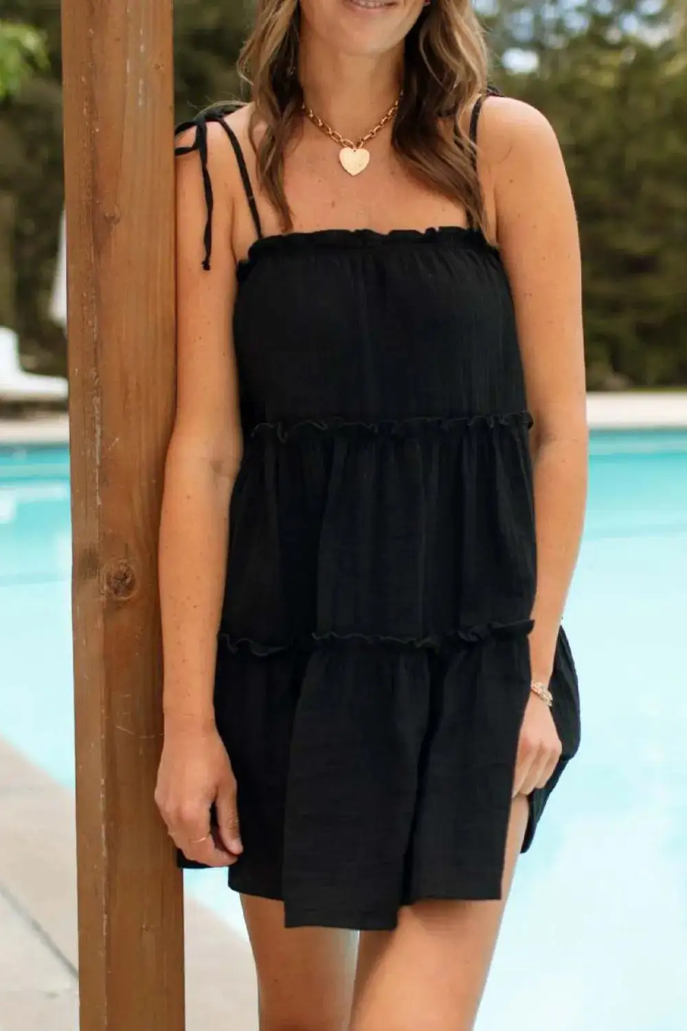 Textured Mini Square Neck Dress