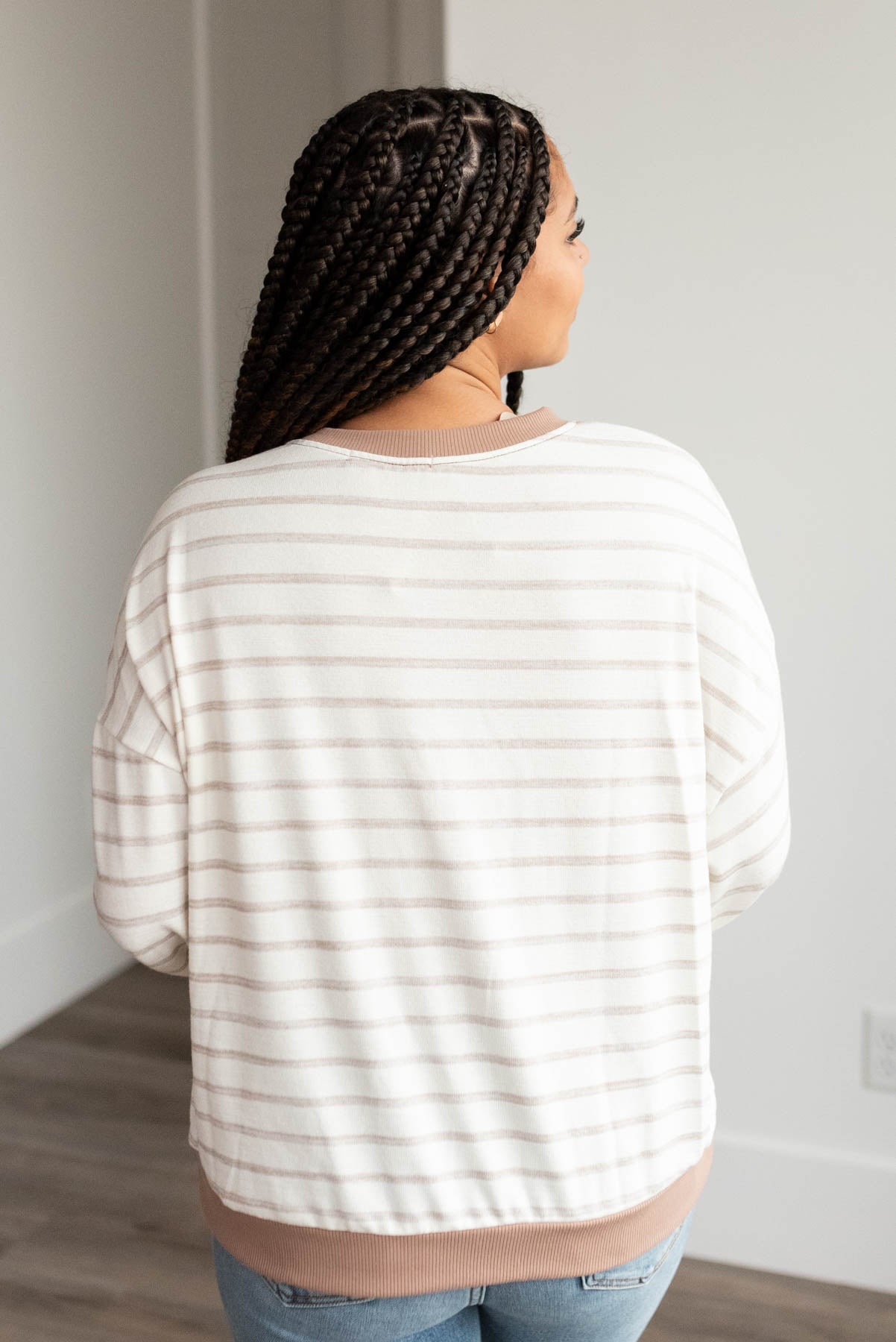 Alysia Mocha Stripe Long Sleeve Top