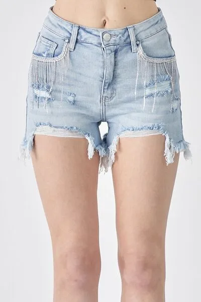Frayed Hem Pocket Detail Shorts