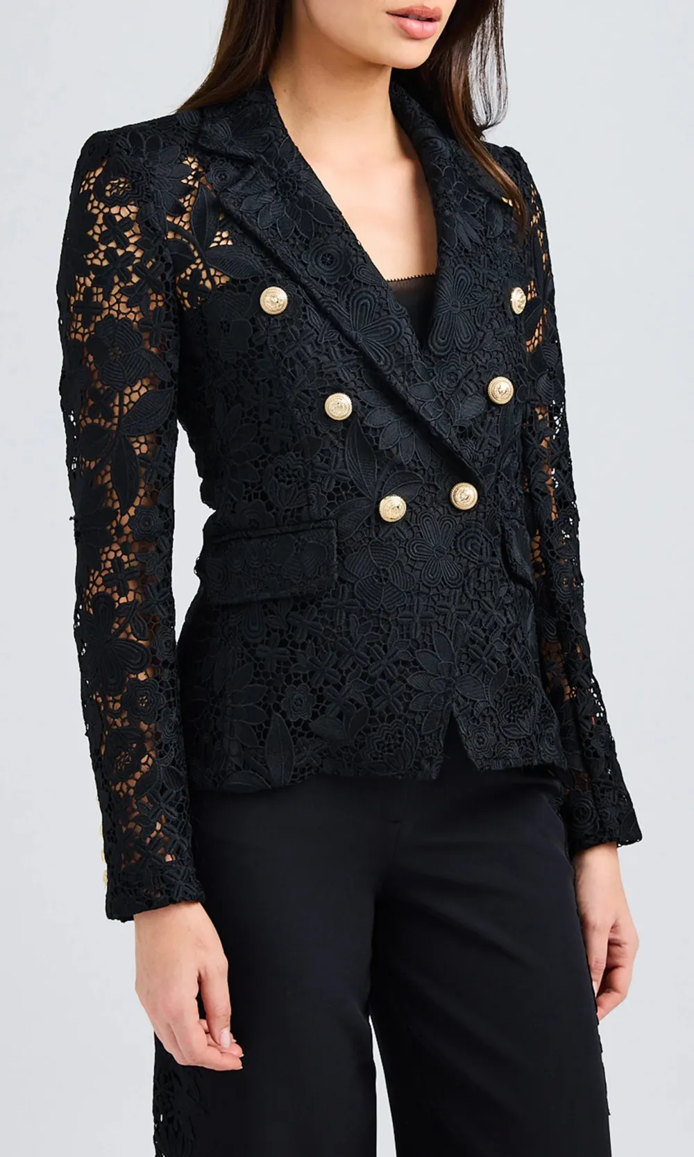 Buttoned Tweed Blazer