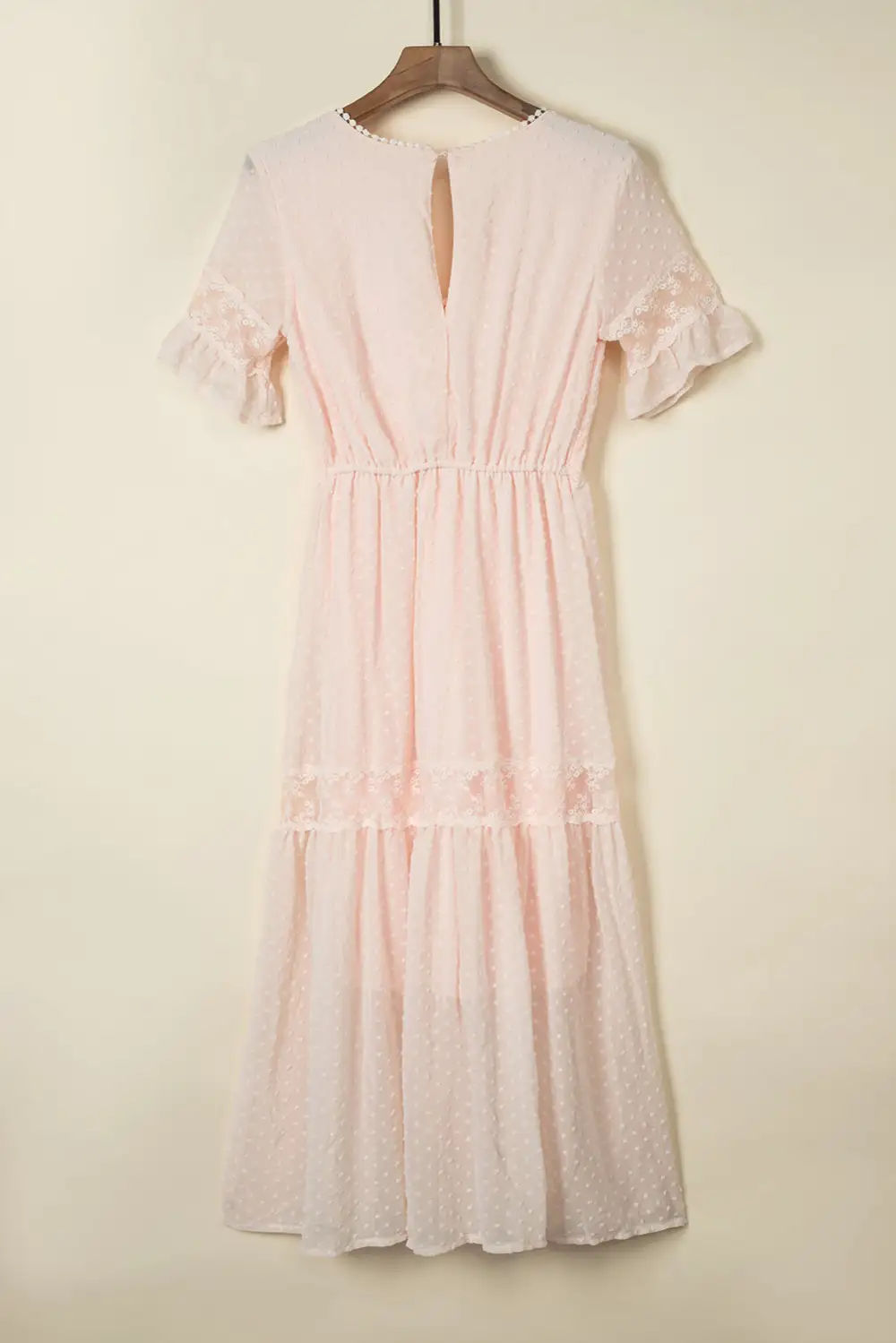 Dot Lace Trim Maxi Dress