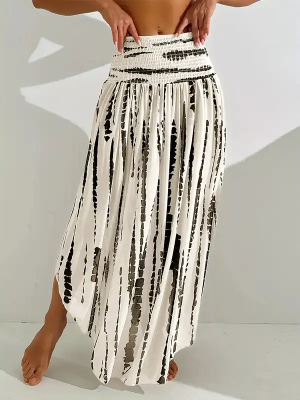 Smocked Asymmetrical Skirt