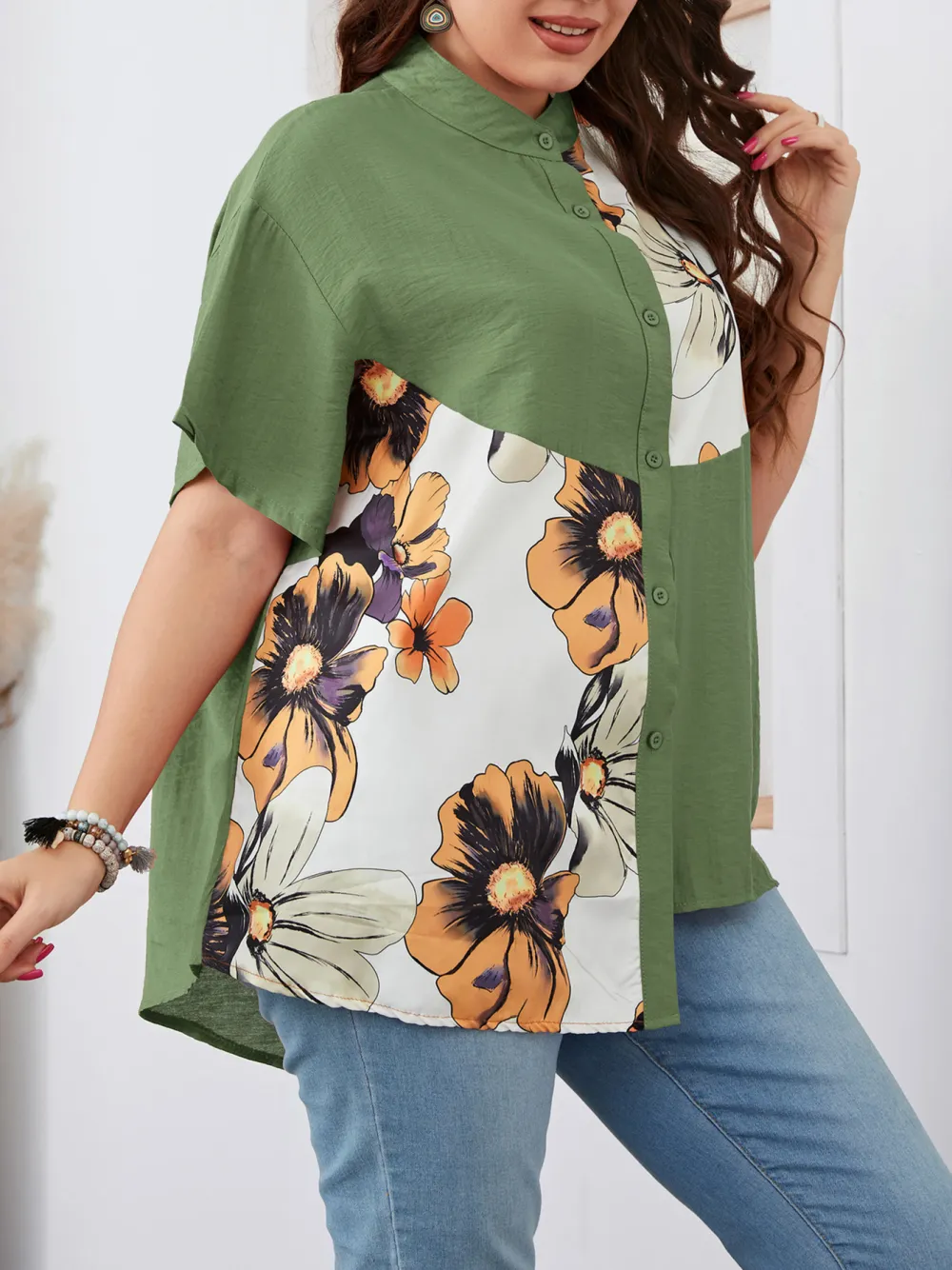 Women Slim Fit Loose Printed Short Sleeve Top