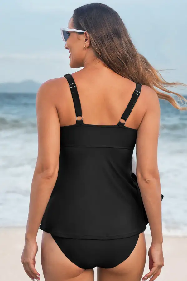 Adjustable Strap V-Neck Tankini Set
