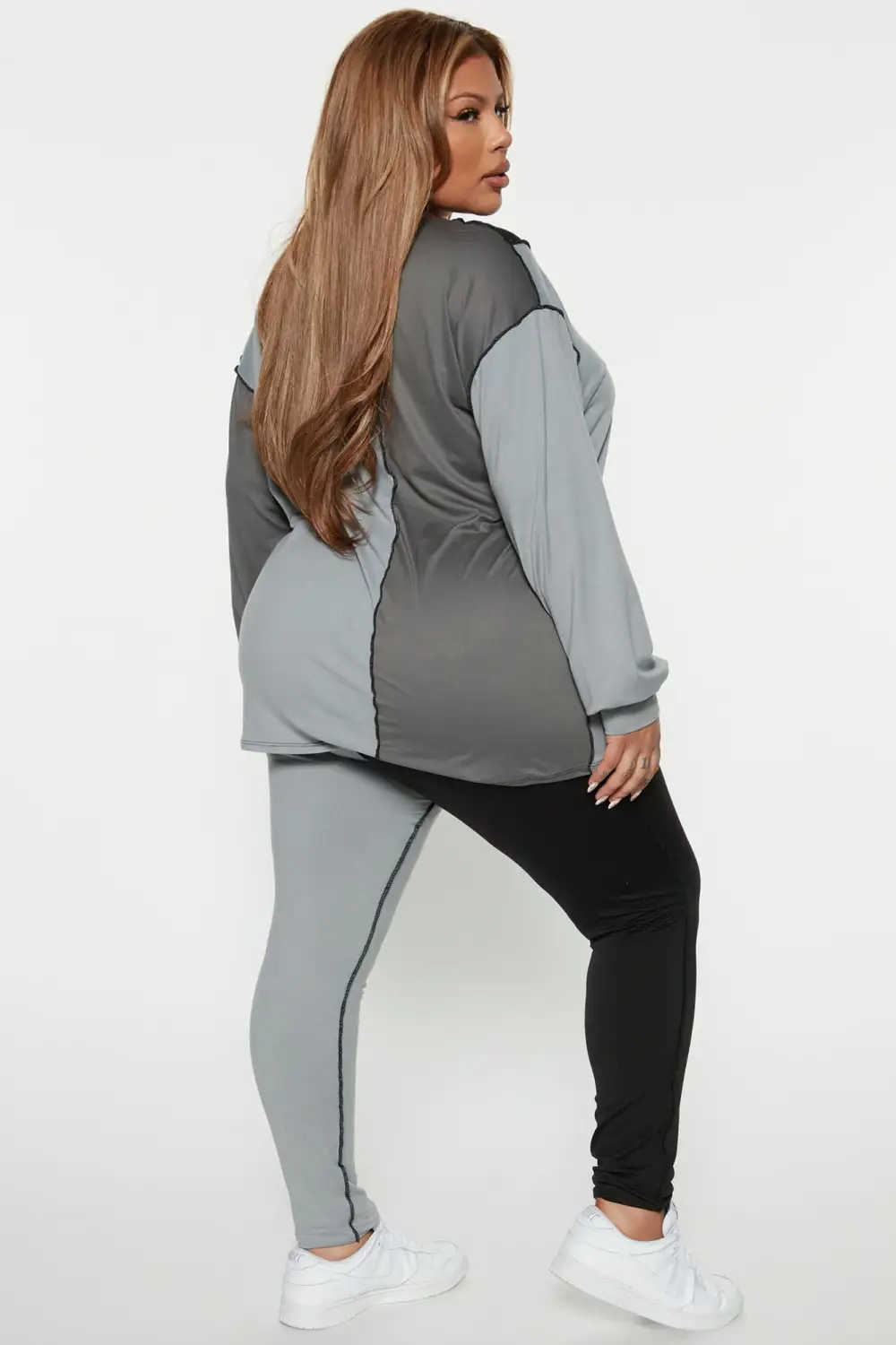 No Drama Colorblock Legging Set - Grey/combo