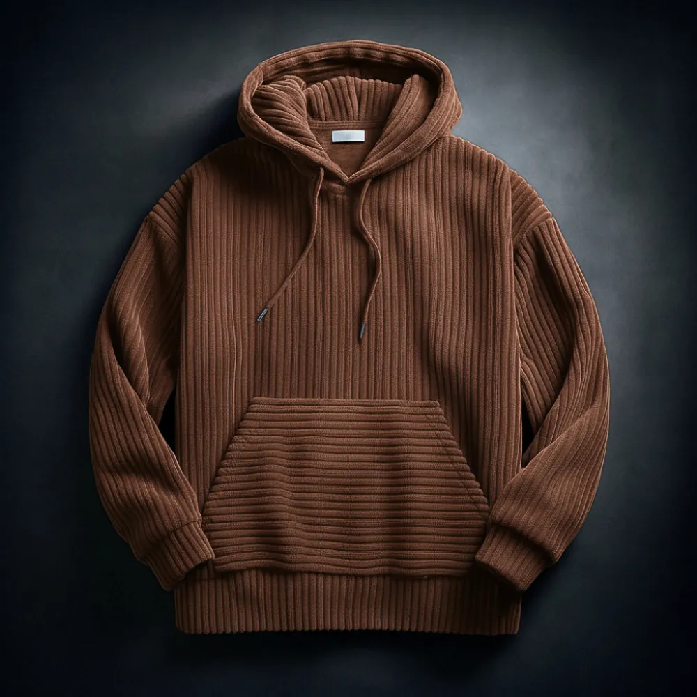 Corduroy Pullover Hooded Sweatshirt