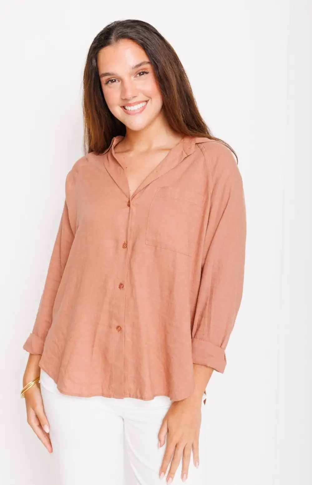 Z Supply: The Perfect Linen Top, MOCHA MOUSSE