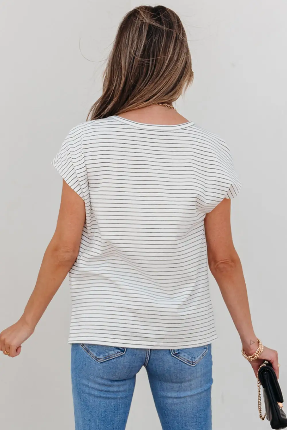 Cap Sleeve Crew Neck Tee