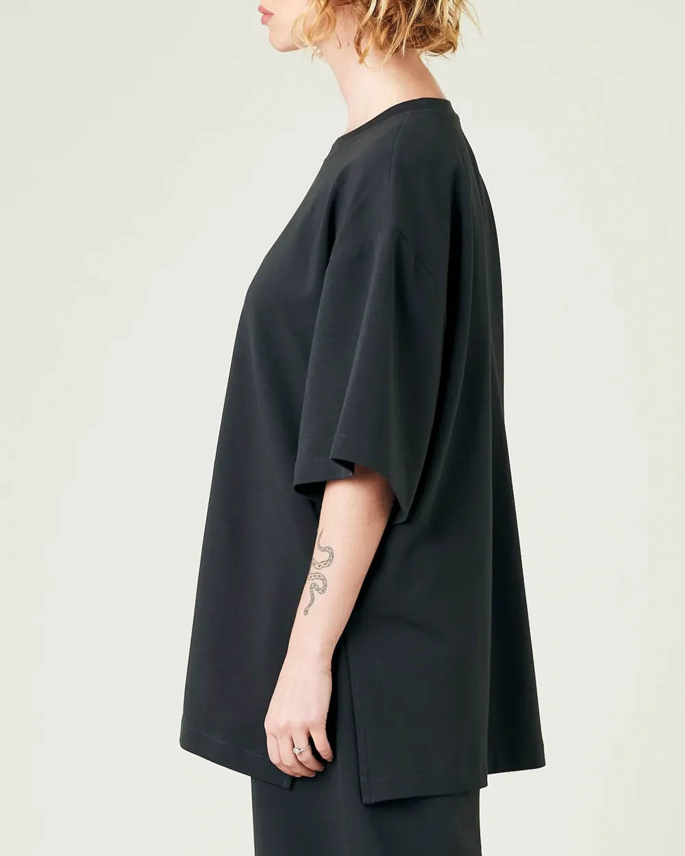 COTTON JERSEY SHORT DROP SLEEVE TOP