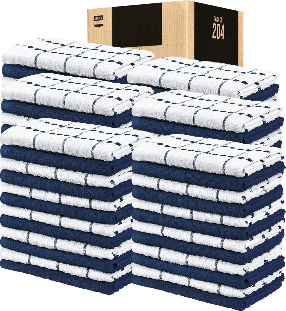 Kitchen Towels [12 Pack], 15 x 25 Inches, 100% Ring Spun Cotton Super Soft and Absorbent Linen Dish Towels, Tea Towels and Bar Towels Set (Black)