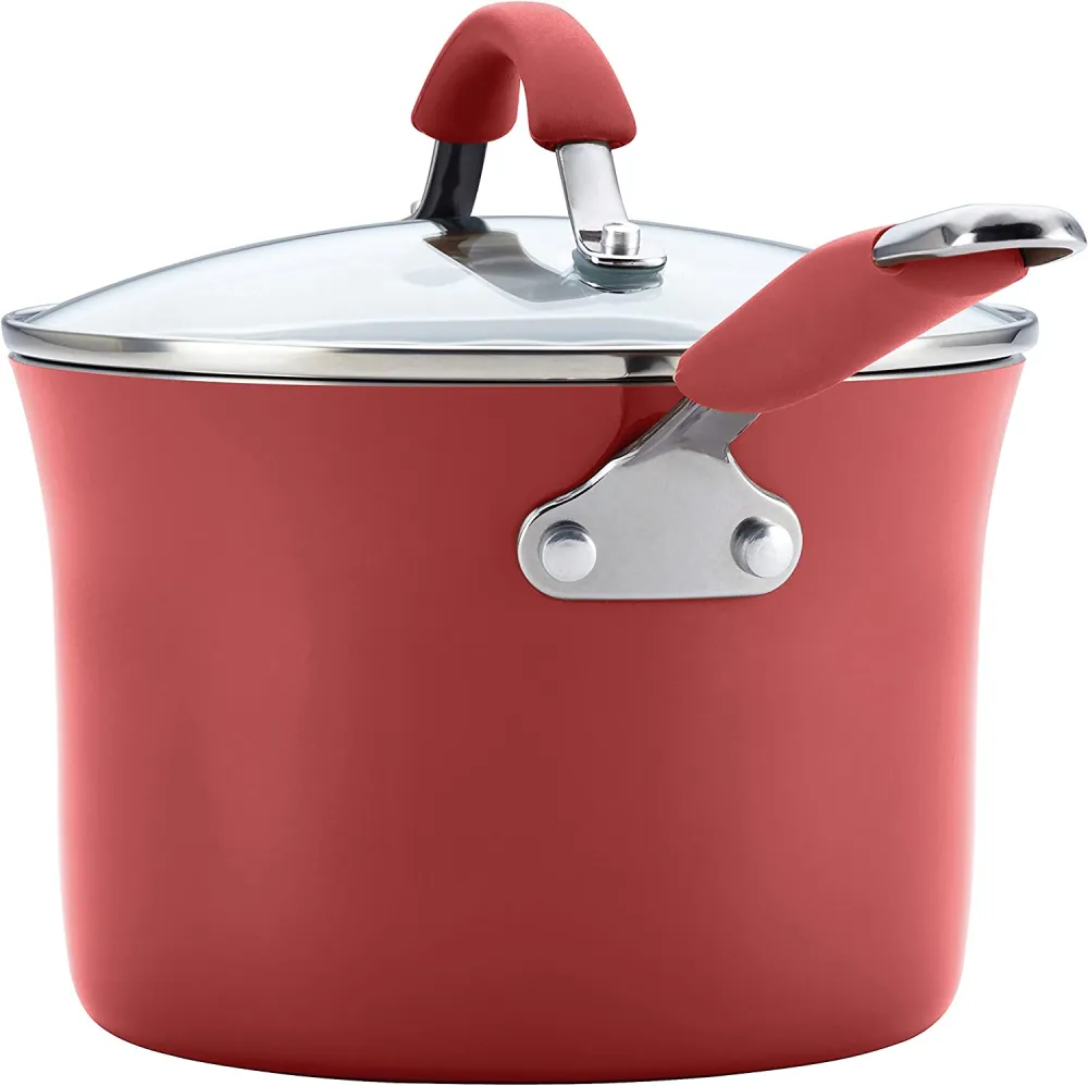 Nonstick Cookware Pots and Pans Set, 12 Piece, Cranberry Red