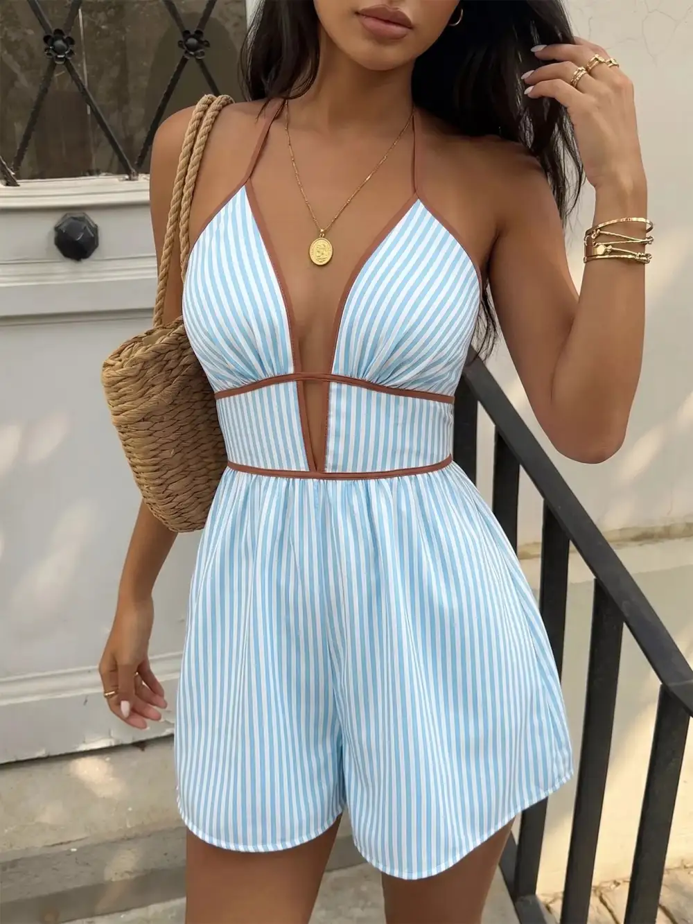 Striped Halter Romper