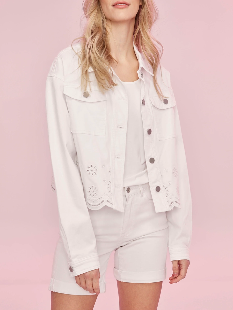 Pure Cotton Art Hollow Women's White Coat