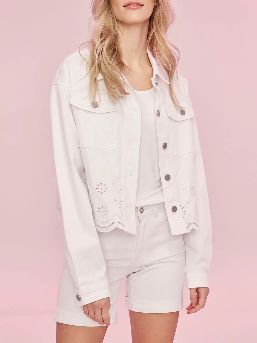 Pure Cotton Art Hollow Women's White Coat