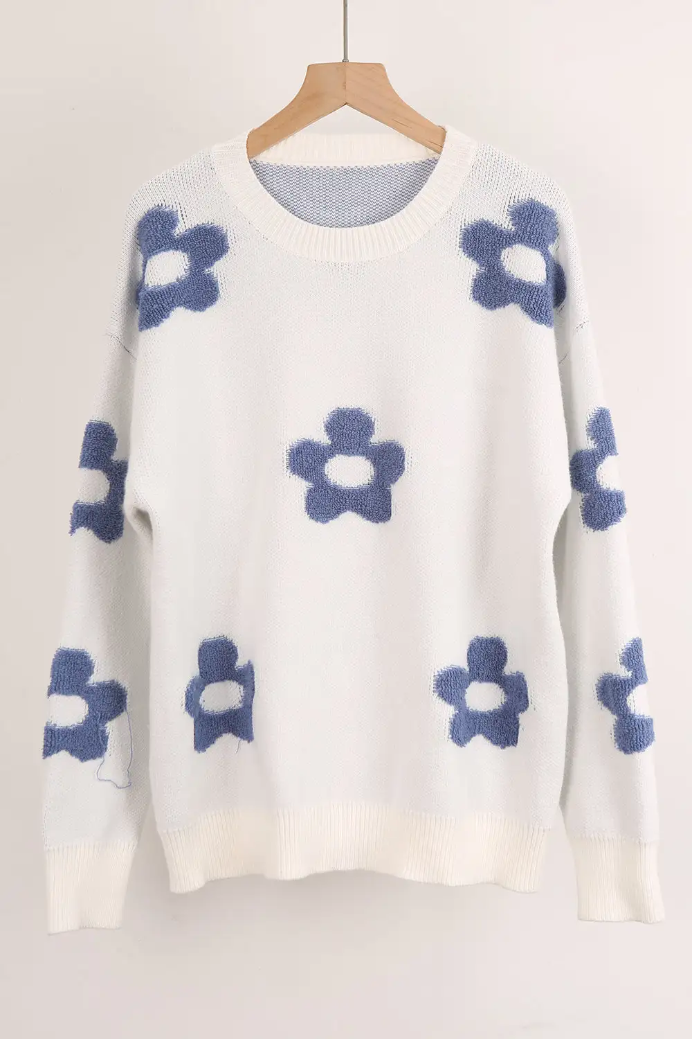 Women Flower Round Neck Sweater