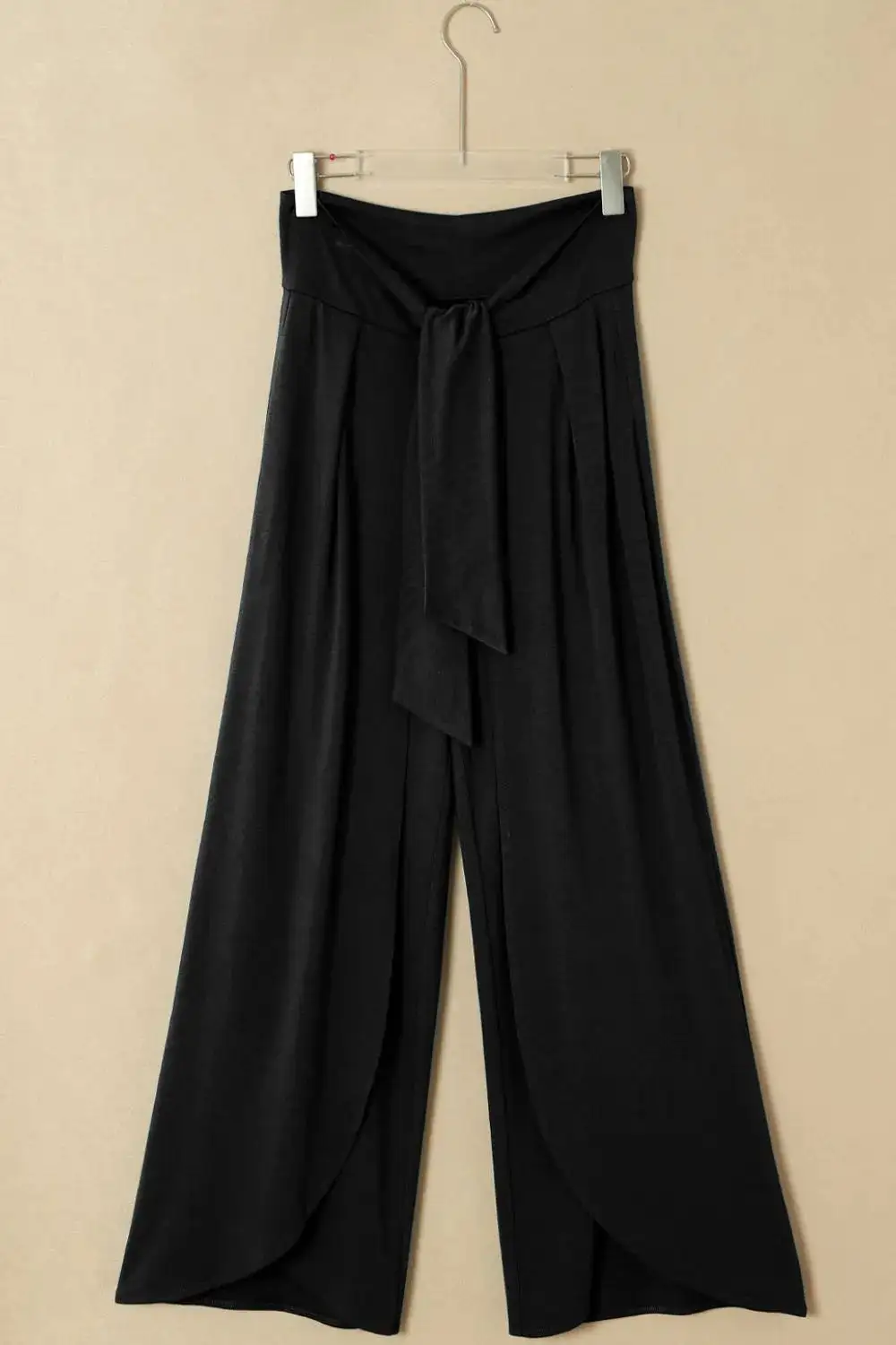 Knotted Waist Split Leg Relaxed Pants
