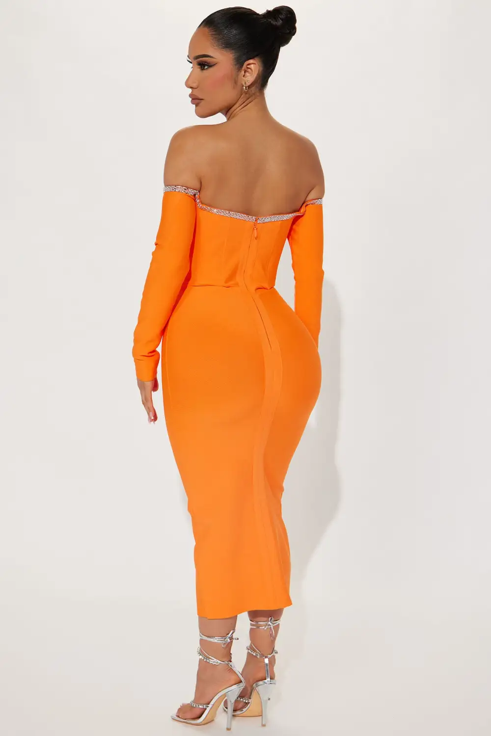 Shaken Not Stirred Bandage Midi Dress - Orange