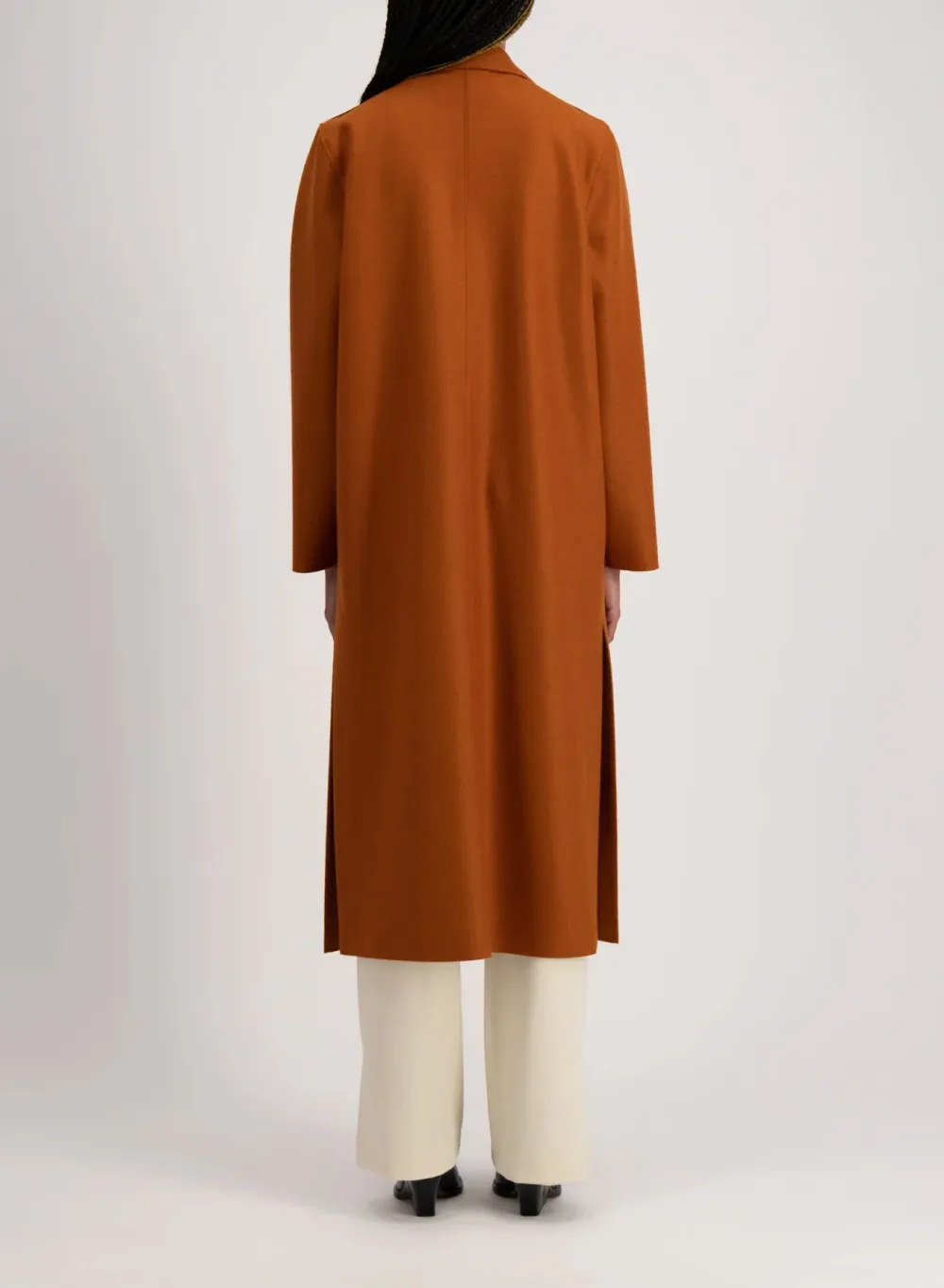 V Neck Double Pockets Long Boxy Coat