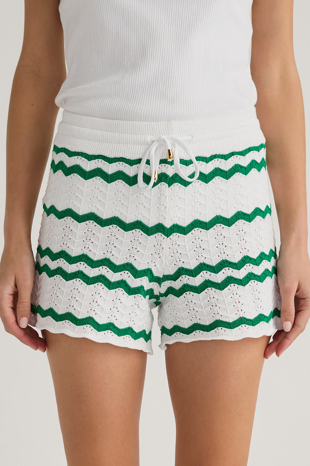 Olivaceous Megan Crochet Shorts - whitegreen