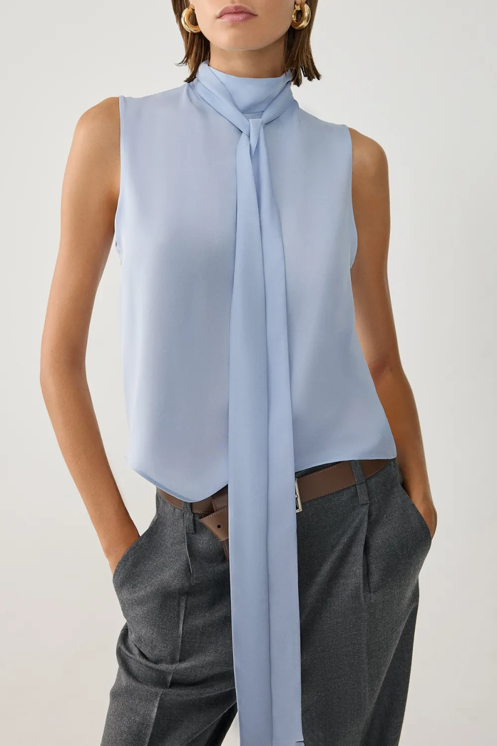 High Neck Blouse-Blue