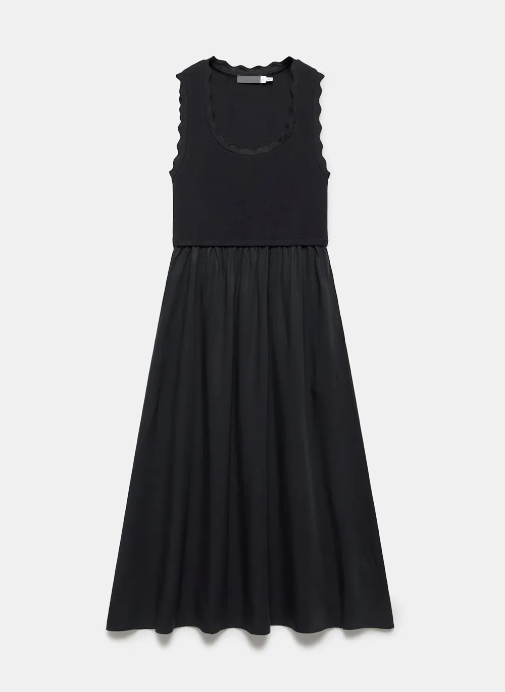 Casual Style Scallop Trim Midi Dress