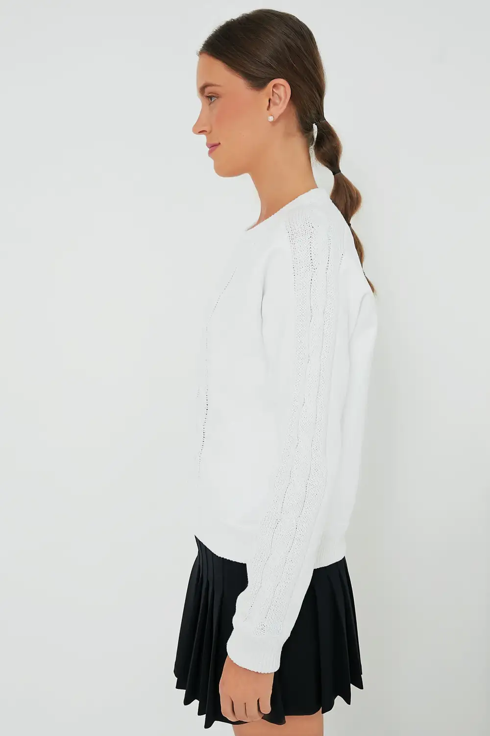 White Cable Knit Reid Sweatshirt