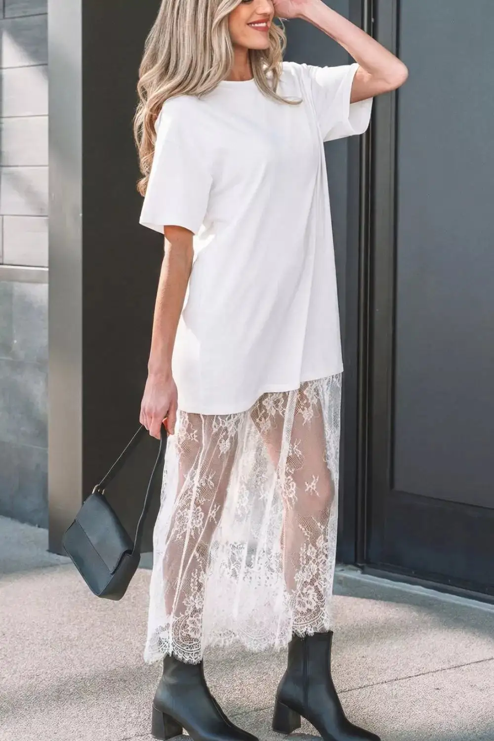 Patchwork Lace Shirt Dress