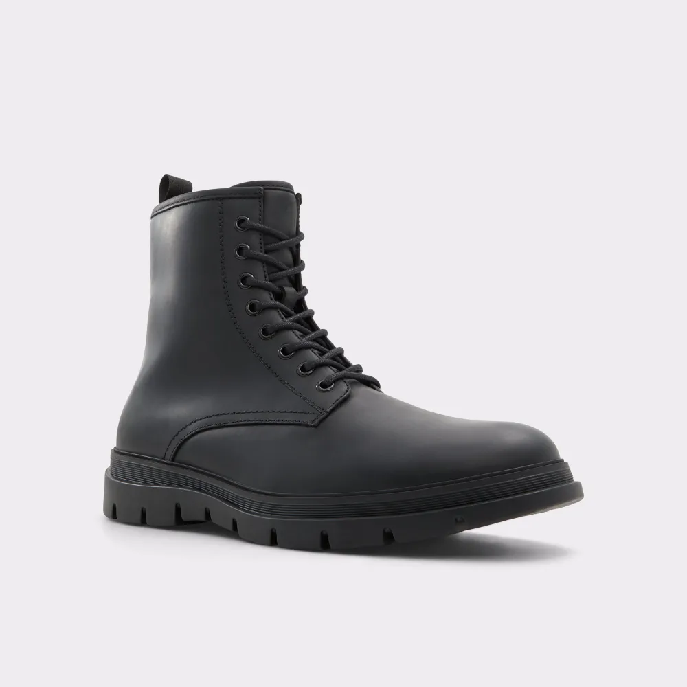 Open Black High Top Flat Lace-Up Men's Boots