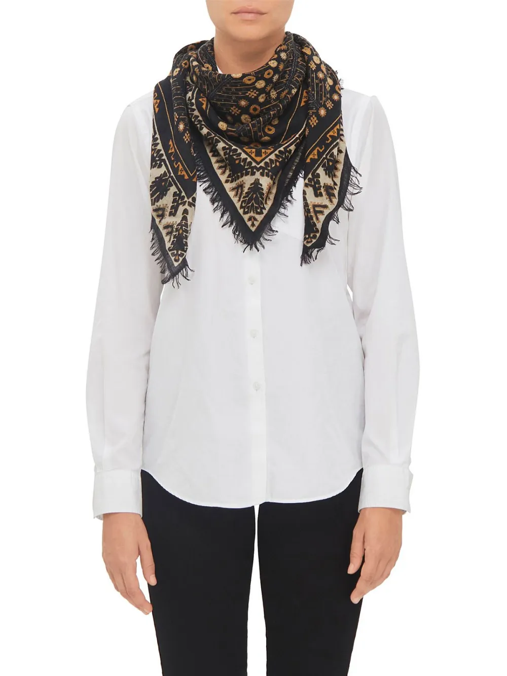 Red Ethnic Printed Square Scarf