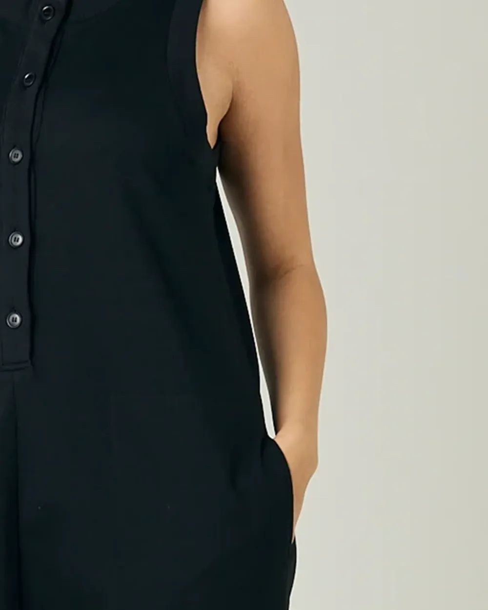 BLACK COTTON JERSEY JUMPSUIT