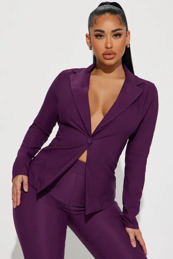 Krista Blazer Pant Set - Plum
