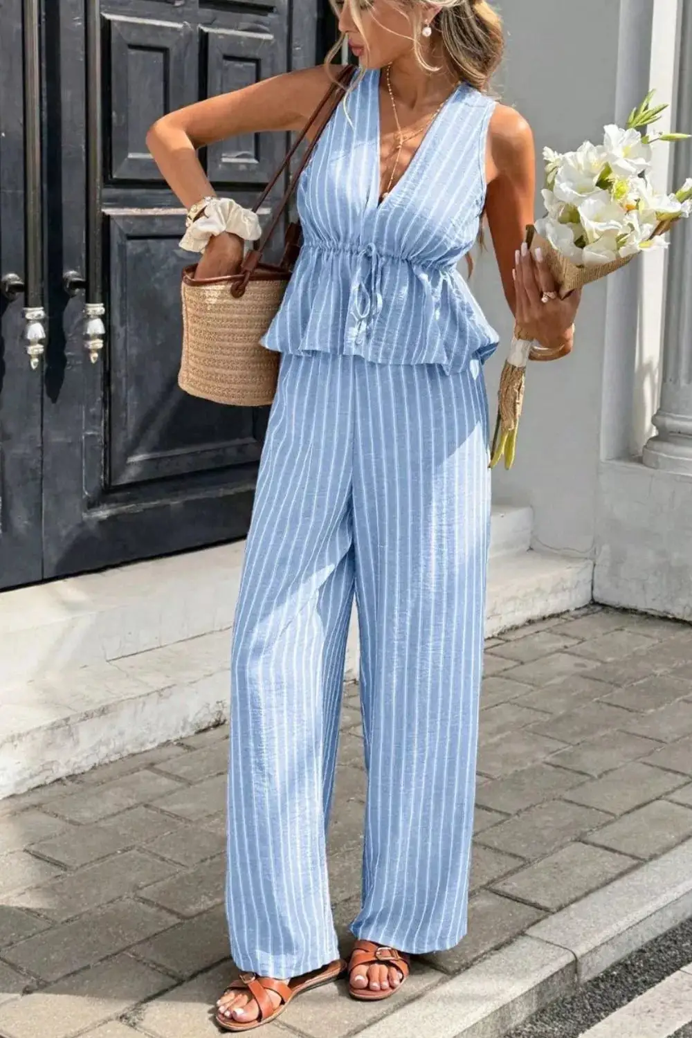 Striped Wide Leg Jumpsuit