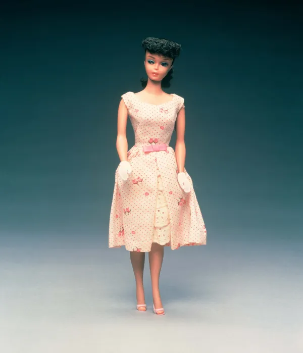 Barbie x Unique Vintage 1960s Pink Rosebud Garden Party Swing Dress