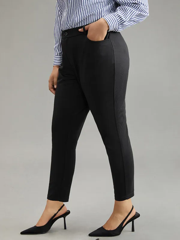 Black Elegant Minimal Pants High Pencil Pants