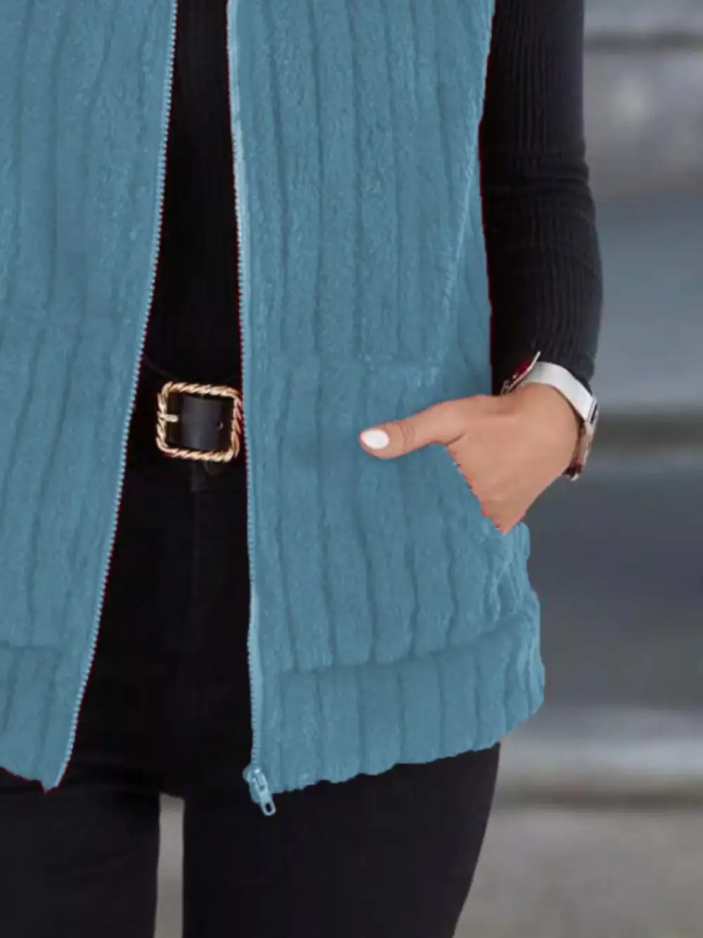 Full Size Fleece Zip-Up Vest