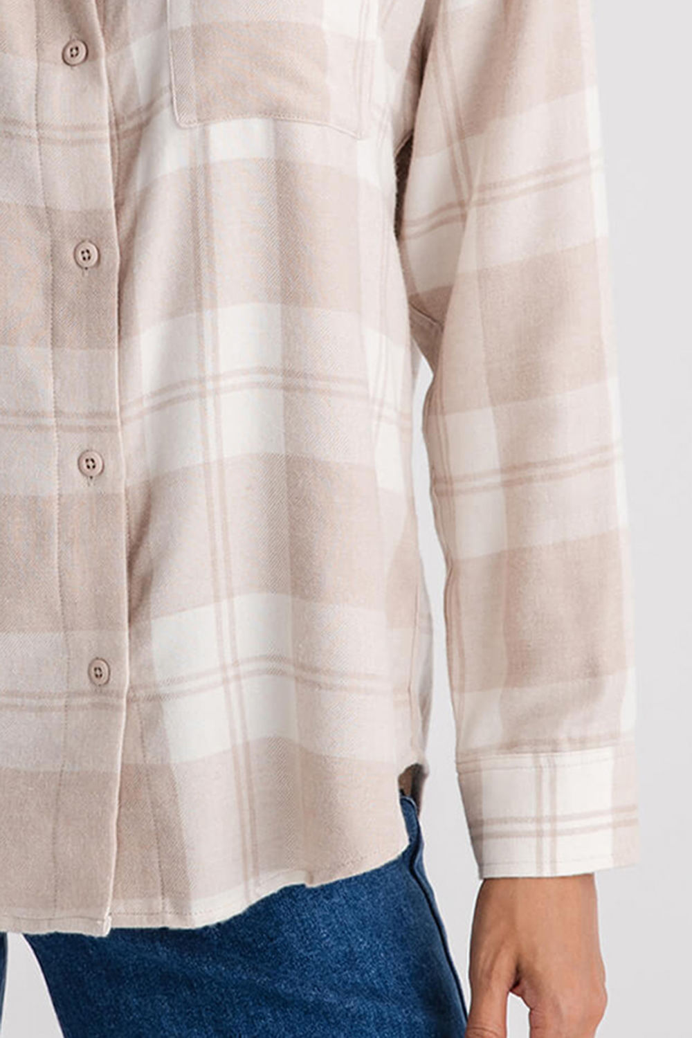 Z Supply River Plaid Button Up Shirt - putty