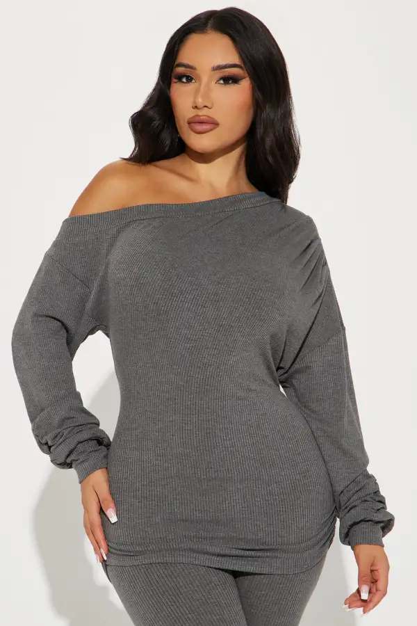 Taylor Off Shoulder Pant Set - Charcoal
