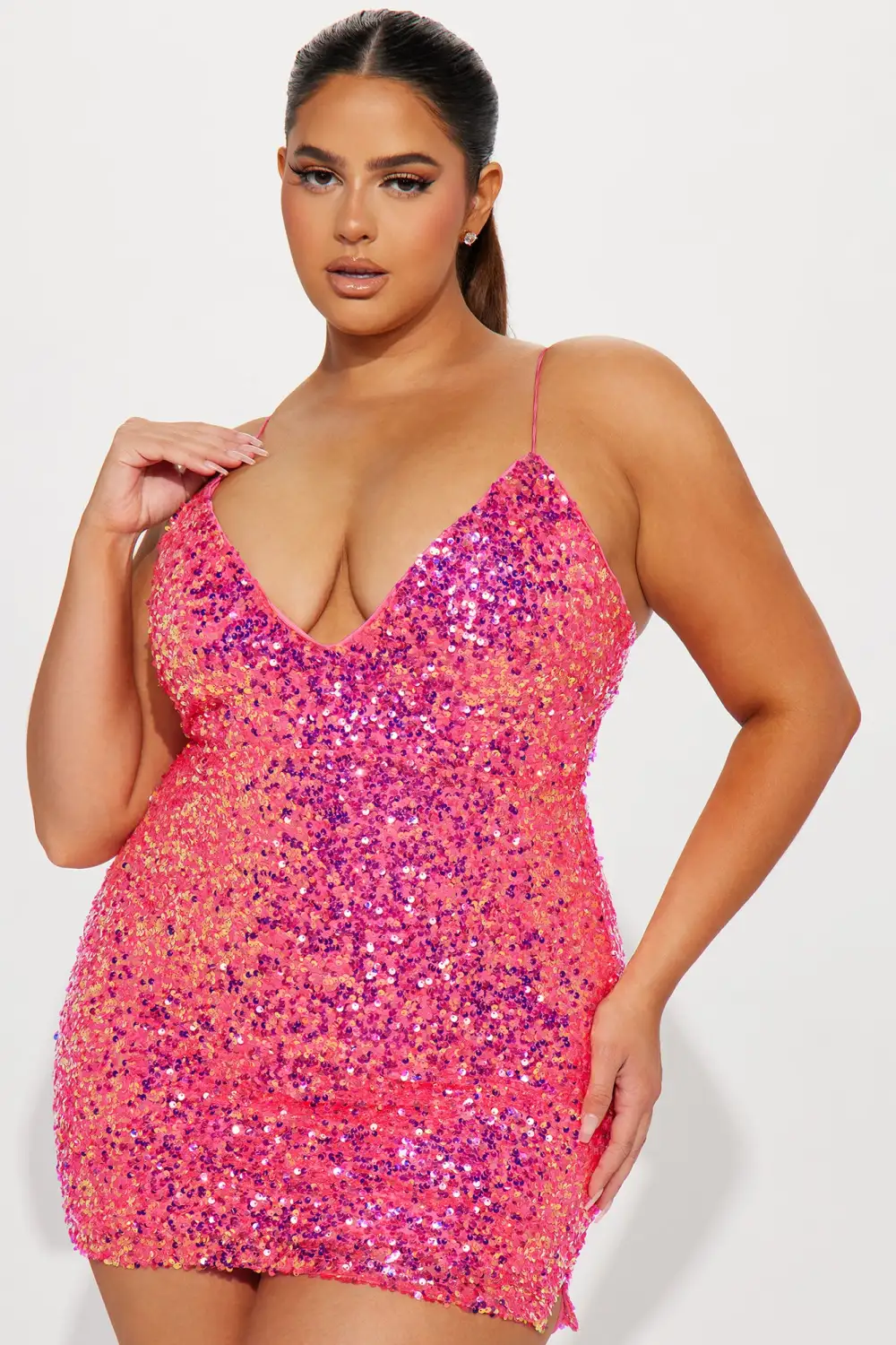 Serena Sequin Mini Dress - Hot Pink