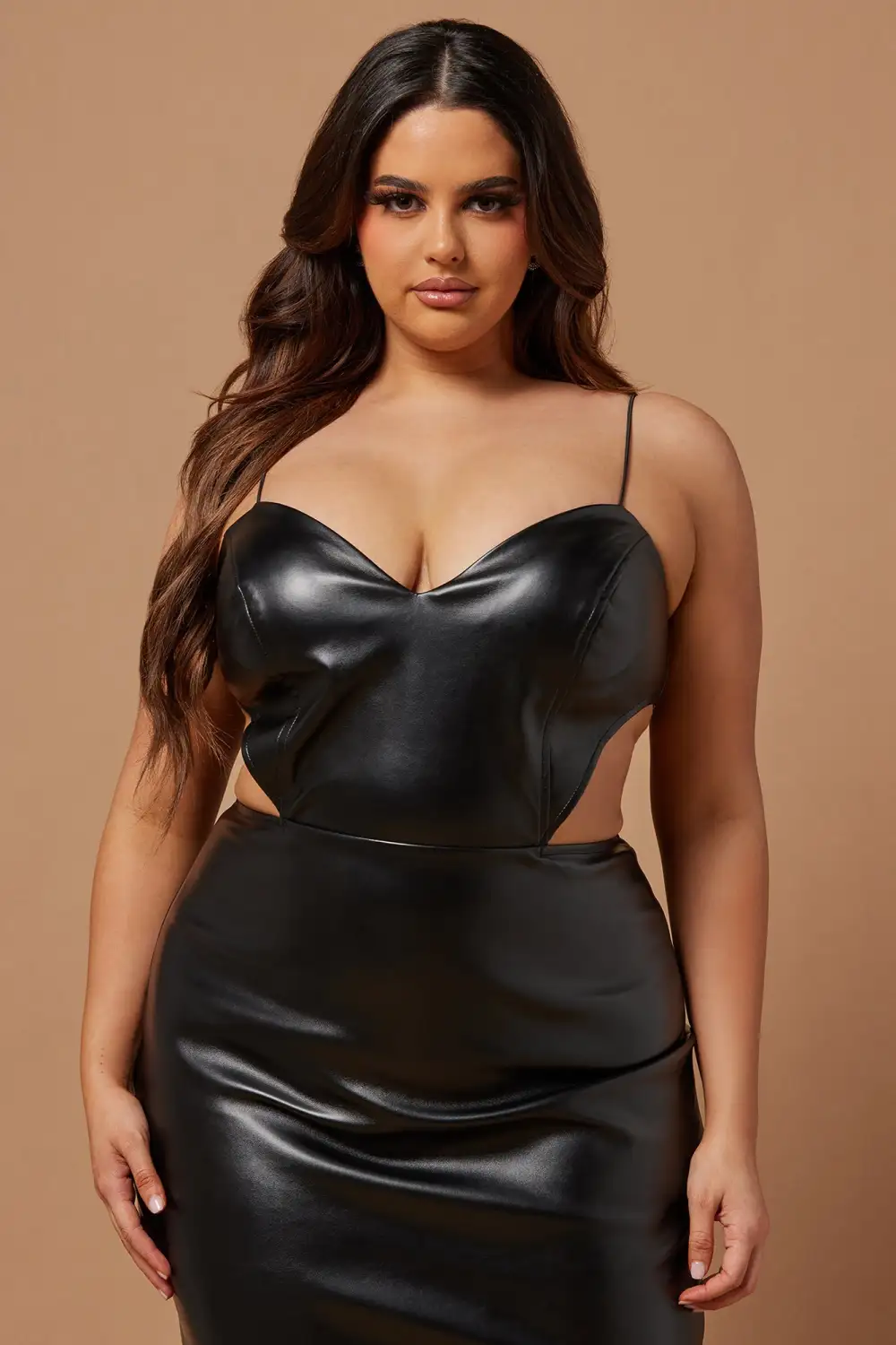 Peyton Faux Leather Gown - Black