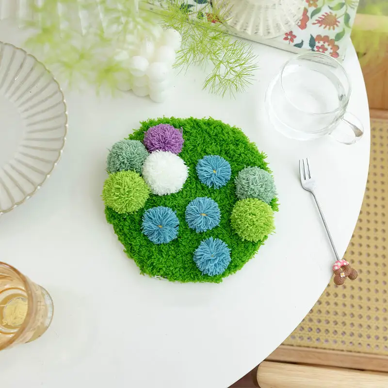 Handmade Moss Rug & Coasters Tufting Coaster Handmade Material Pack Kit