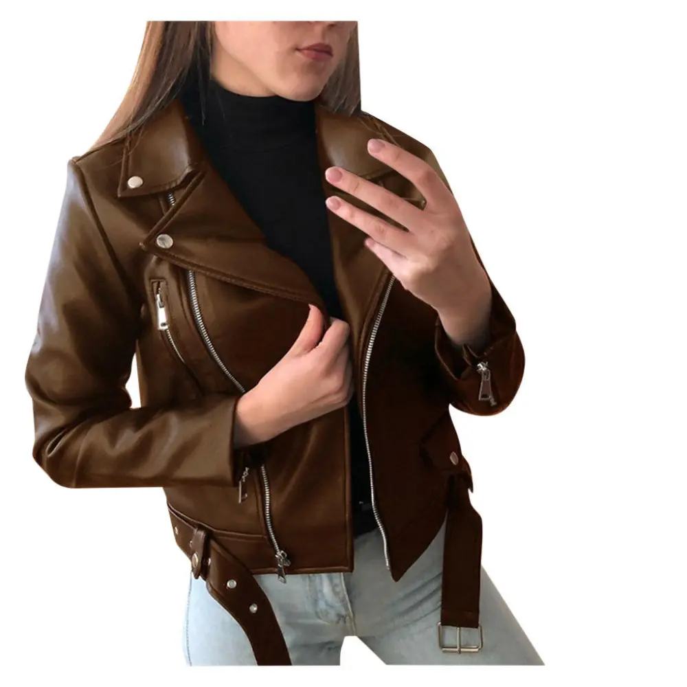 Korean Style Cropped Faux Leather Jacket