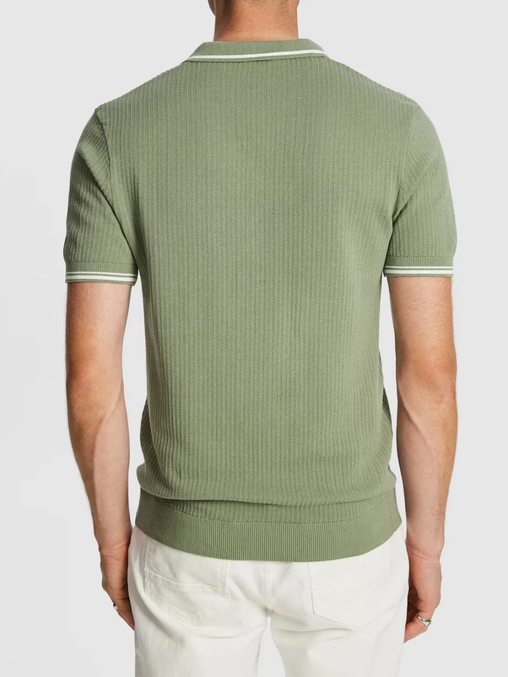 Green Short Sleeve Ribbed Polo Shirt