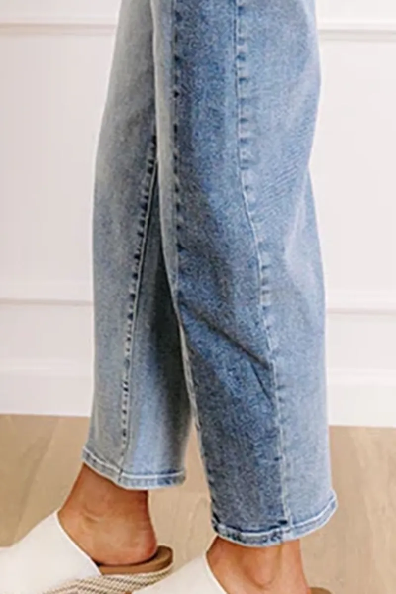 High Waist Loose Cotton Jeans For Women