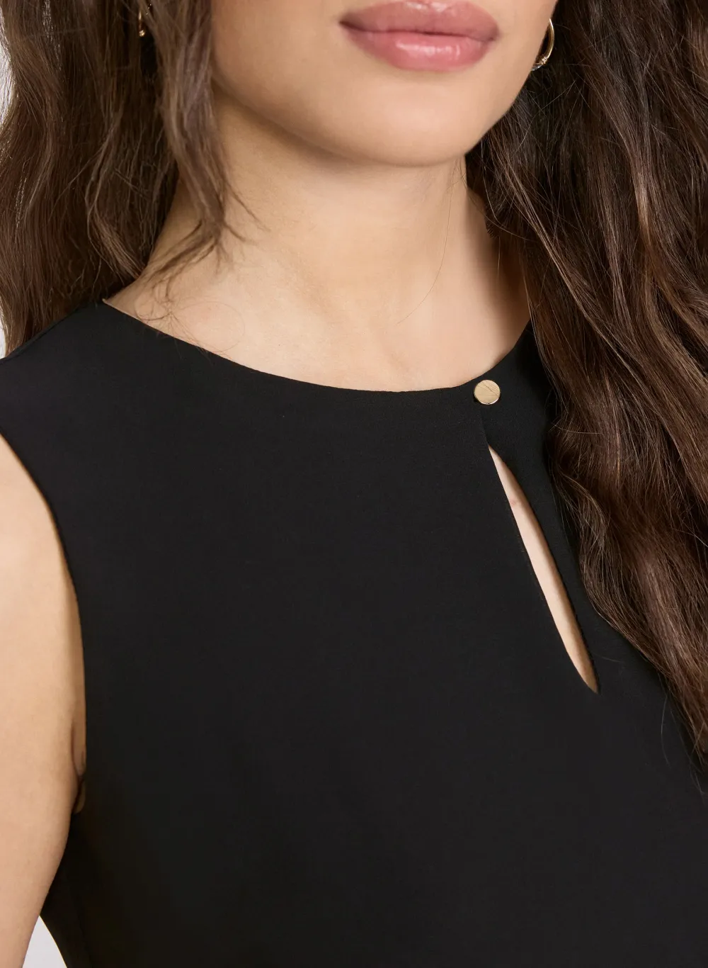 Asymmetric Black Chiffon Top