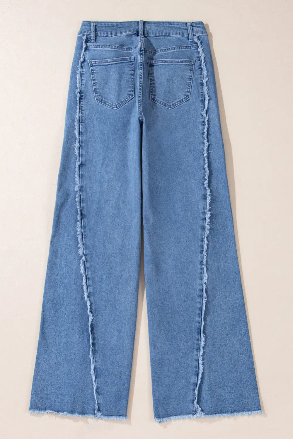 Vintage Stitching Raw Hem Flared Jeans