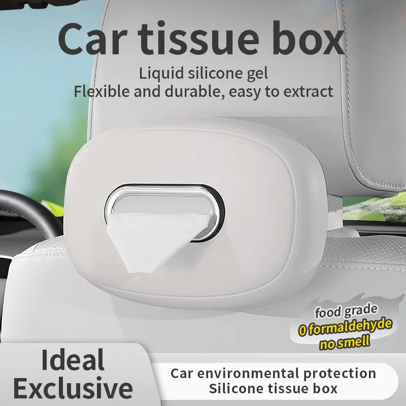 🚗 50% OFF Car Headrest Tissue Box Holder – Soft Silicone, Easy Reach & Washable
