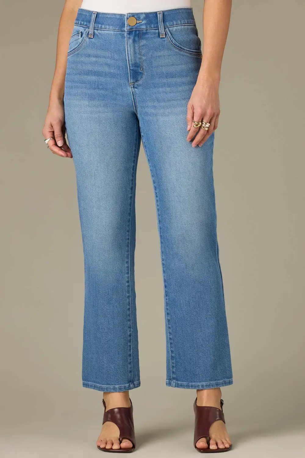 Clean Look Petite High Rise Cropped Bootcut Jeans