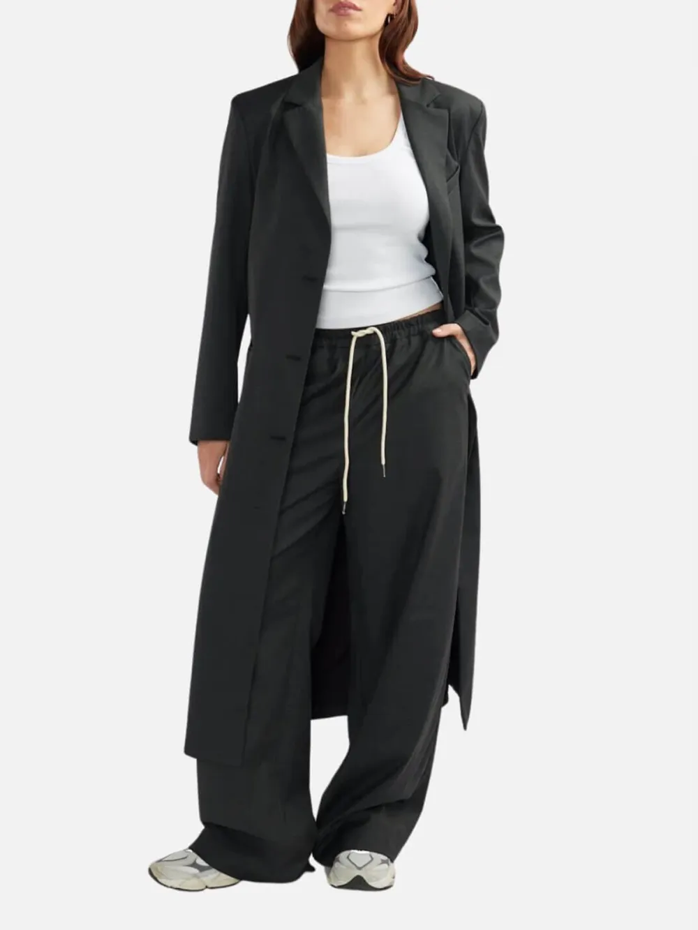 Button Front Long Coat